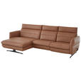 ECKSOFA in Echtleder Haselnussfarben  - Schwarz/Haselnussfarben, Design, Leder/Metall (169/298cm) - Dieter Knoll