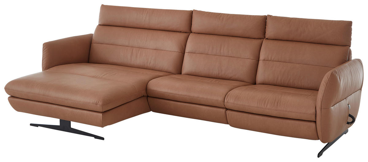 ROHOVÁ SEDACIA SÚPRAVA, koža, farba lieskového orecha - čierna/farba lieskového orecha, Design, kov/koža (157/300cm) - Dieter Knoll