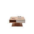 COUCHTISCH in Holz, Glas 82/82/40-72,5 cm - Buchefarben/Weiß, Design, Glas/Holz (82/82/40-72,5cm) - Valnatura