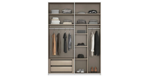 SCHWEBETÜRENSCHRANK 162/223/68 cm 2-türig Grau - Beige/Hellgrau, KONVENTIONELL, Glas/Holzwerkstoff (162/223/68cm) - Novel