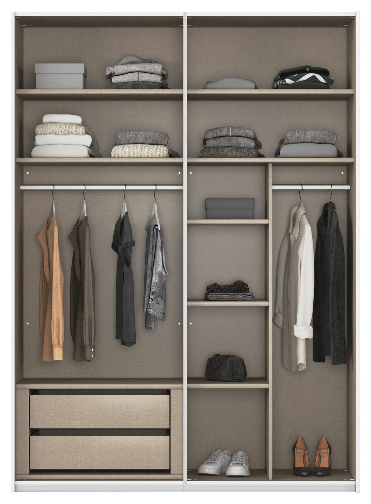 SCHWEBETÜRENSCHRANK in Champagner  - Champagner/Beige, Konventionell, Glas/Holzwerkstoff (162/223/68cm) - Novel