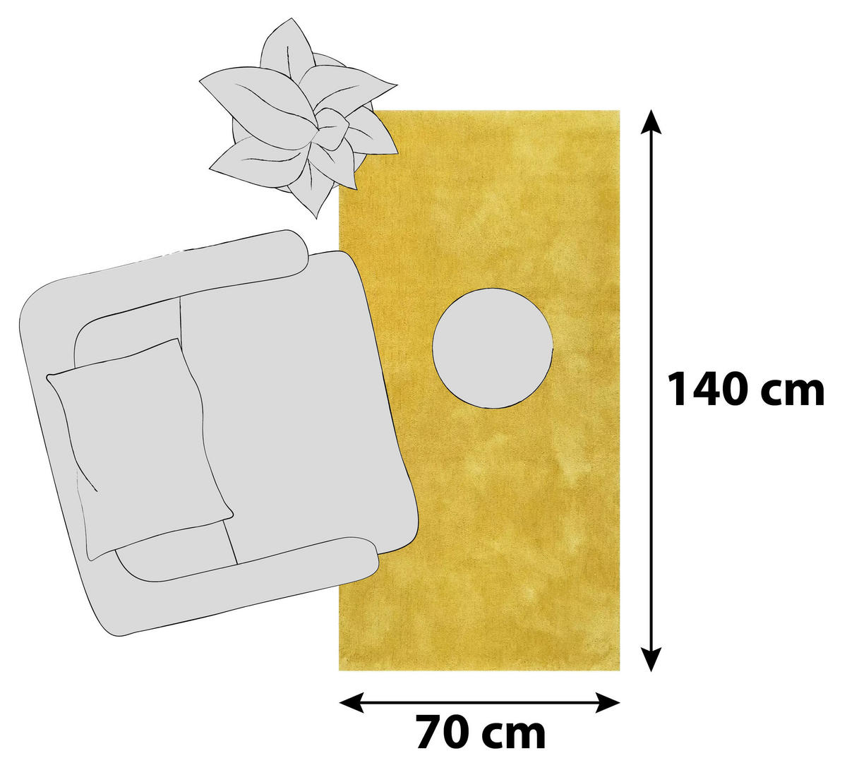 HOCHFLORTEPPICH 70/140 cm Relaxx Gelb  - Gelb, Basics, Textil (70/140cm) - Esprit