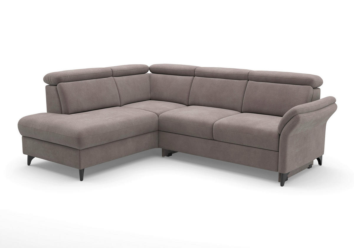 ECKSOFA Flachgewebe Taupe  - Taupe/Schwarz, Konventionell, Textil/Metall (193/247cm) - Sit & More