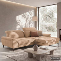 ECKSOFA  Webstoff Rotbraun  - Rotbraun/Schwarz, Design, Textil/Metall (268/195cm) - Livetastic
