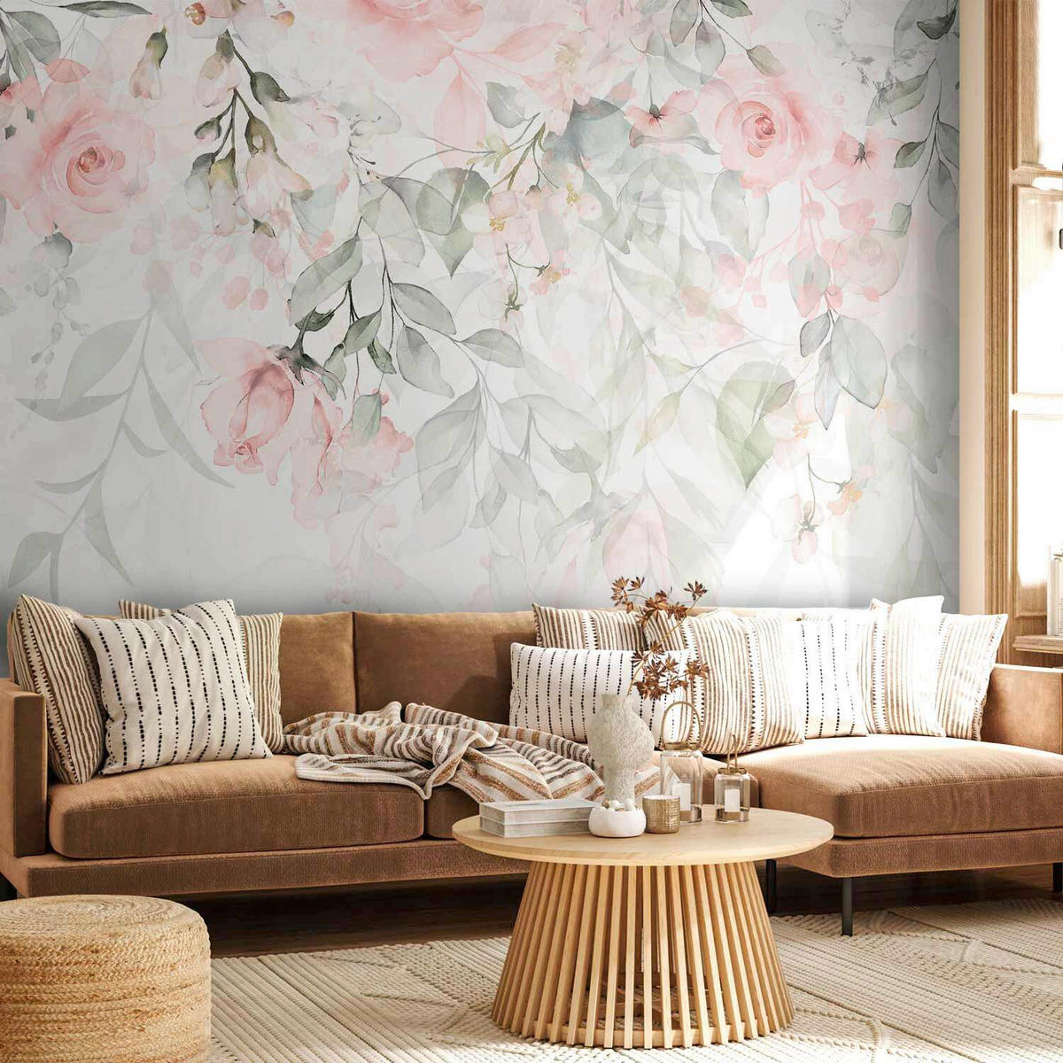 FOTOTAPETE  - Salbeigrün/Weiß, LIFESTYLE, Textil (400/280cm) - artgeist