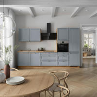 KÜCHENBLOCK Frame 330 cm  in Eichefarben, Blaugrau  - Edelstahlfarben/Eichefarben, MODERN, Holzwerkstoff/Metall (330cm) - Nobilia