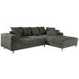 ECKSOFA in Webstoff Dunkelgrün  - Dunkelgrün, Design, Textil/Metall (337/228cm) - Carryhome