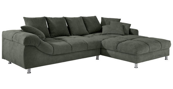 ECKSOFA in Webstoff Dunkelgrün  - Dunkelgrün, Design, Textil/Metall (337/228cm) - Carryhome