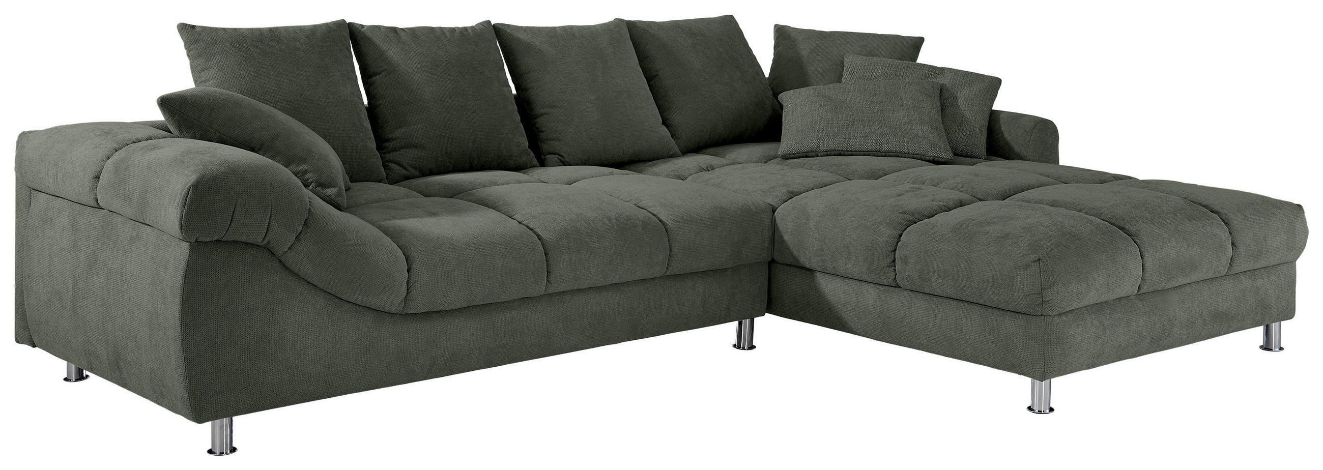 ECKSOFA in Webstoff Dunkelgrün  - Dunkelgrün, Design, Textil/Metall (337/228cm) - Carryhome