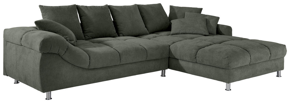 ECKSOFA in Webstoff Dunkelgrün  337/228 cm  - Dunkelgrün, Design, Textil/Metall (337/228cm) - Carryhome