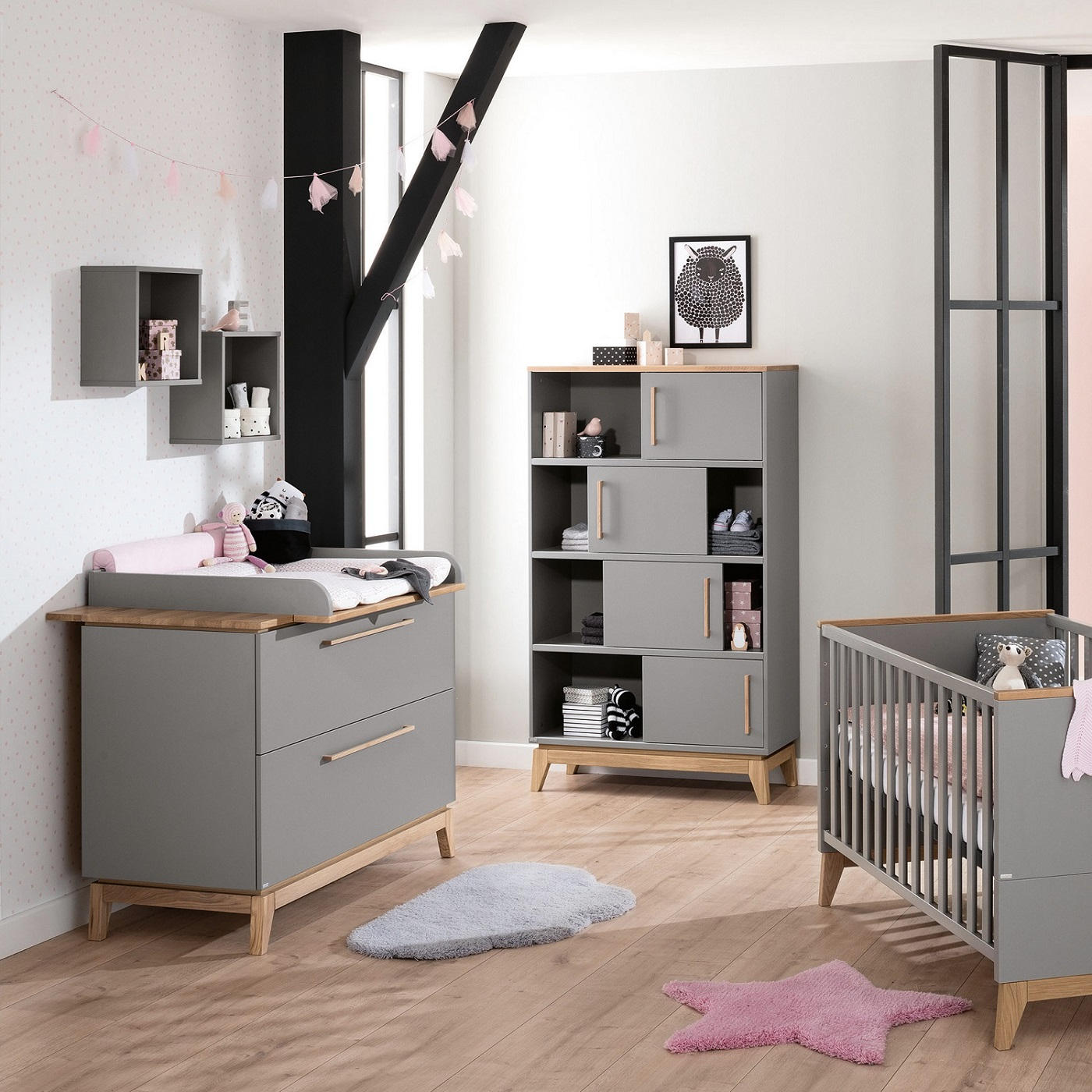 NASTAVAK ZA PREVIJANJE STEN - siva/boje hrasta, Design, drvni materijal/drvo (123,3/12,3/80,0cm) - Paidi