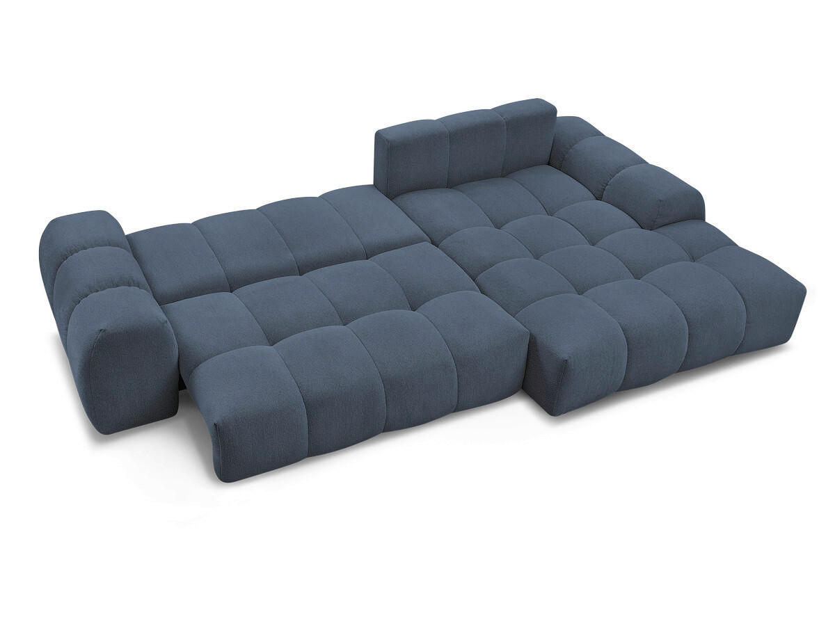 ECKSCHLAFSOFA EVEREST  mit Rücken echt, Armteil links, Armteil rechts Flachgewebe Dunkelblau  - Schwarz/Dunkelblau, MODERN, Kunststoff/Textil (318/180cm) - Livetastic