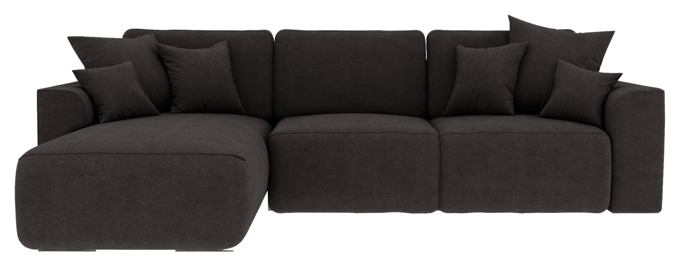 ECKSOFA Dunkelbraun Lederlook  - Chromfarben/Dunkelbraun, KONVENTIONELL, Kunststoff/Textil (195/293cm) - Carryhome