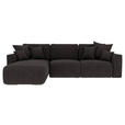 ECKSOFA in Lederlook Dunkelbraun  - Chromfarben/Dunkelbraun, KONVENTIONELL, Kunststoff/Textil (195/293cm) - Carryhome