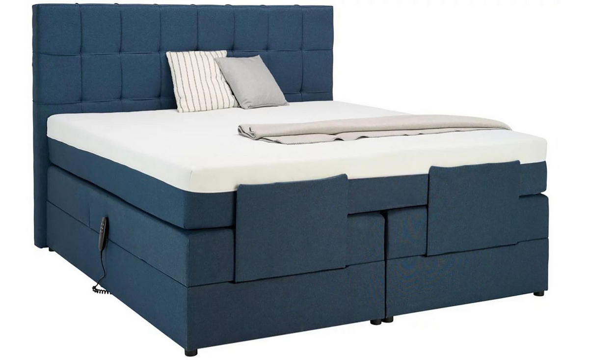 BOXSPRINGBETT 140/200 cm  in Blau  - Blau/Schwarz, Basics, Kunststoff/Textil (140/200cm) - Moderano
