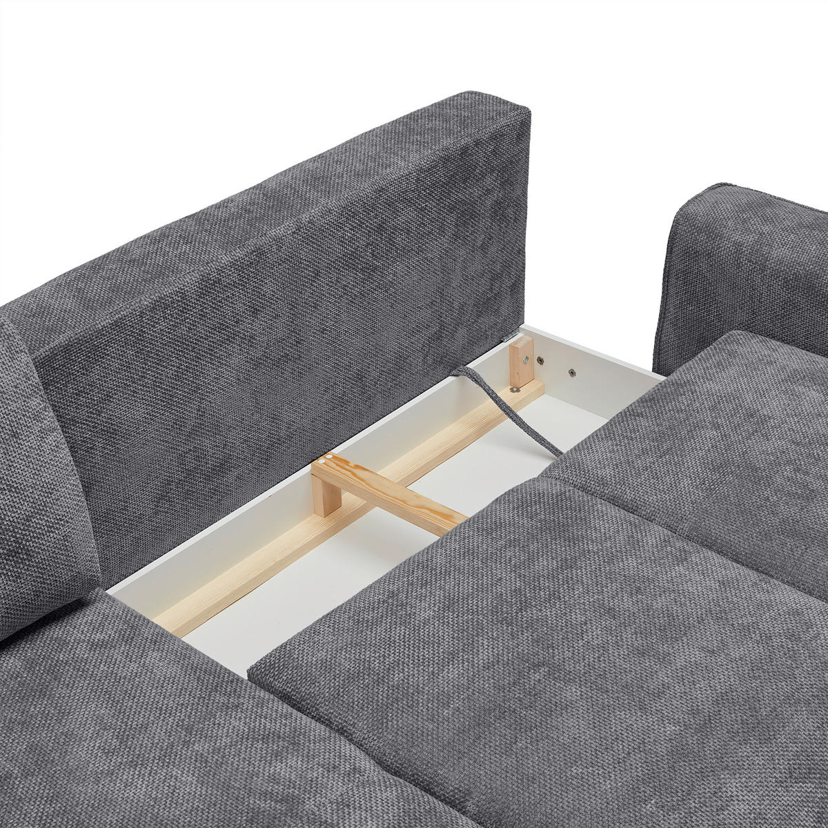 ECKSOFA in Webstoff Anthrazit  - Anthrazit/Schwarz, Modern, Textil/Metall (164/255cm) - MID.YOU