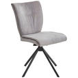 Stuhl drehbar Lederlook, Velours, Mikrofaser Grau  - Schwarz/Grau, Design, Textil/Metall (49/89/61cm) - Dieter Knoll