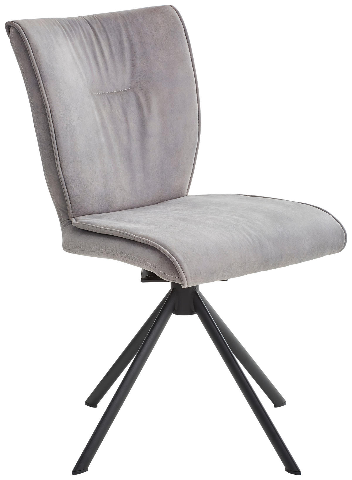 Stuhl drehbar Lederlook, Velours, Mikrofaser Grau  - Schwarz/Grau, Design, Textil/Metall (49/89/61cm) - Dieter Knoll