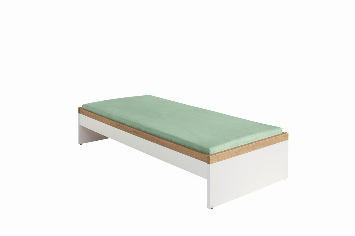 BETT 90/200 cm  in Weiß, Eichefarben  - Eichefarben/Weiß, KONVENTIONELL, Holzwerkstoff (90/200cm) - Paidi