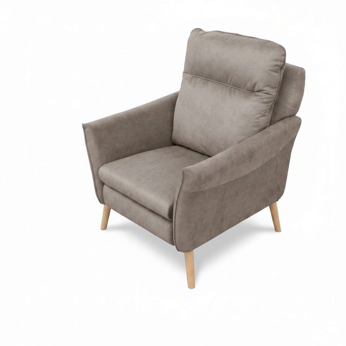 SESSEL in Mikrofaser Taupe  - Taupe/Buchefarben, Design, Holz/Textil (88/110/92cm) - Livetastic