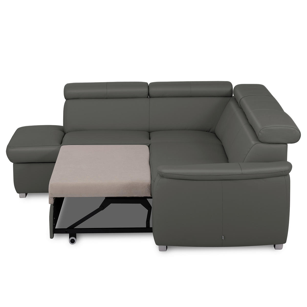 WOHNLANDSCHAFT  in Kombination Echtleder/Lederlook Anthrazit  - Anthrazit, Leder/Metall (211/262cm) - Celina Home