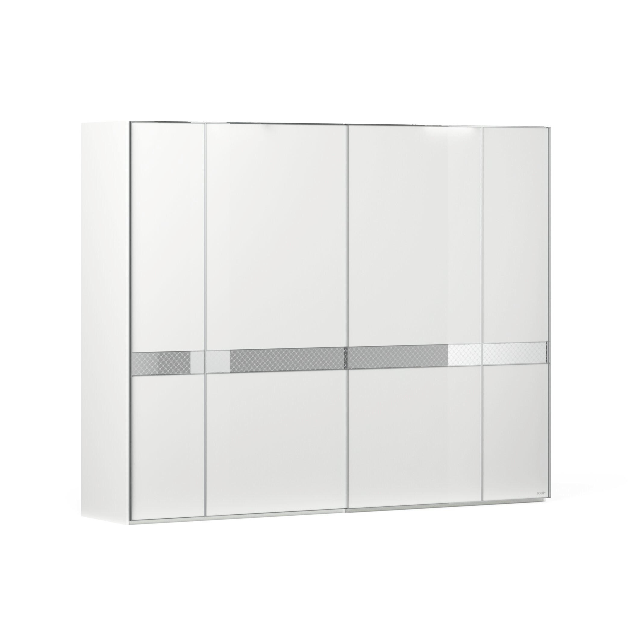 SCHWEBETÜRENSCHRANK 298/222/68 cm 2-türig Weiß  - Chromfarben/Weiß, Design, Glas/Holzwerkstoff (298/222/68cm) - Joop!