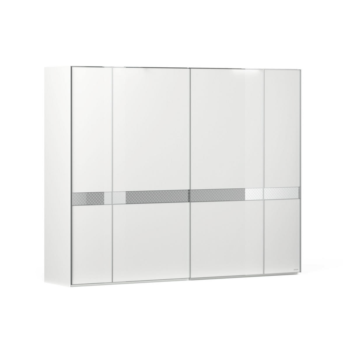 SCHWEBETÜRENSCHRANK 298/222/68 cm 2-türig Weiß  - Chromfarben/Weiß, Design, Glas/Holzwerkstoff (298/222/68cm) - Joop!