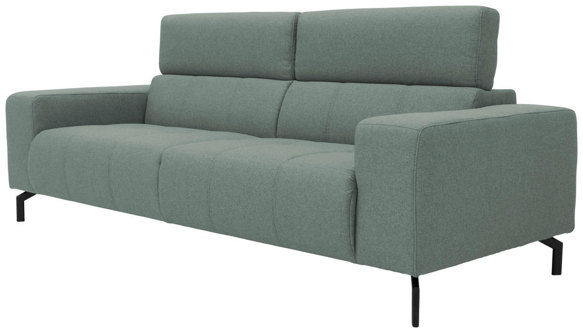 3-SITZER-SOFA in Webstoff Hellblau  - Schwarz/Hellblau, Design, Textil/Metall (238/79/104cm) - MID.YOU