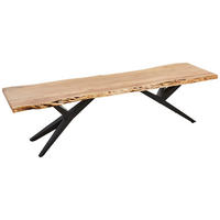 SITZBANK 175/45/40 cm Schwarz, Akaziefarben Akazie vollmassiv  - Schwarz/Akaziefarben, ROMANTIK / LANDHAUS, Holz/Metall (175/45/40cm) - Landscape
