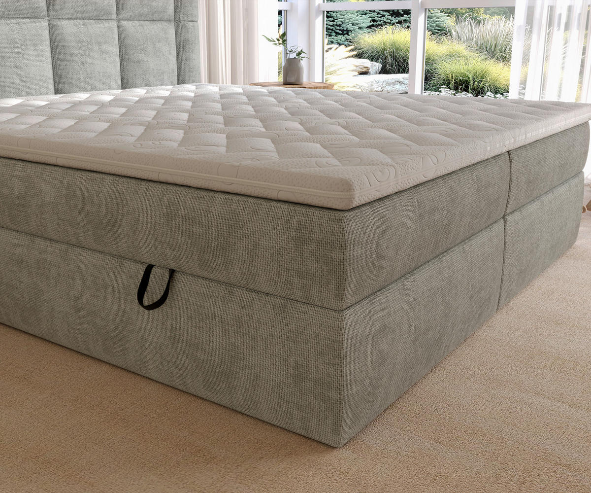 BOXBETT 180/200 cm  in Hellgrau  - Hellgrau/Schwarz, MODERN, Holz/Holzwerkstoff (180/200cm) - Boxxx