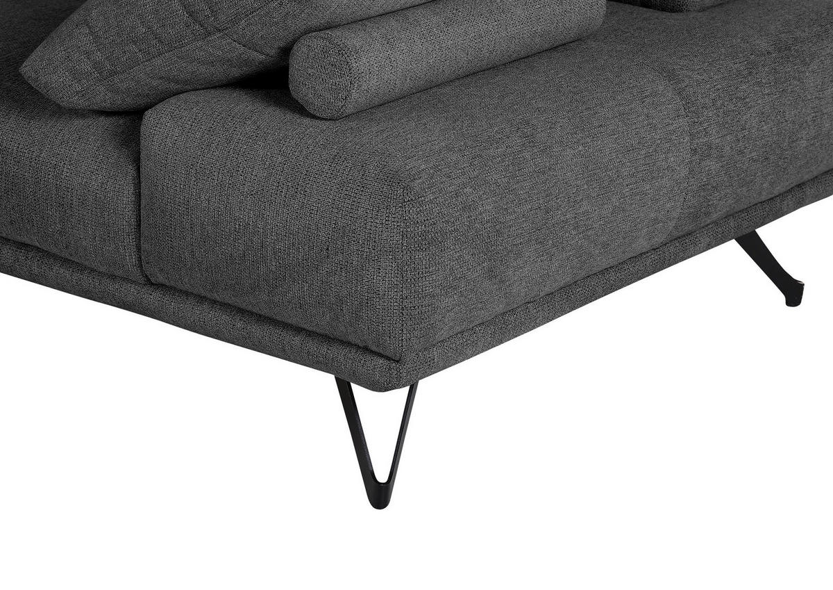 ECKSOFA in Flachgewebe Dunkelgrau  - Dunkelgrau/Schwarz, Konventionell, Textil/Metall (240/310cm) - MID.YOU