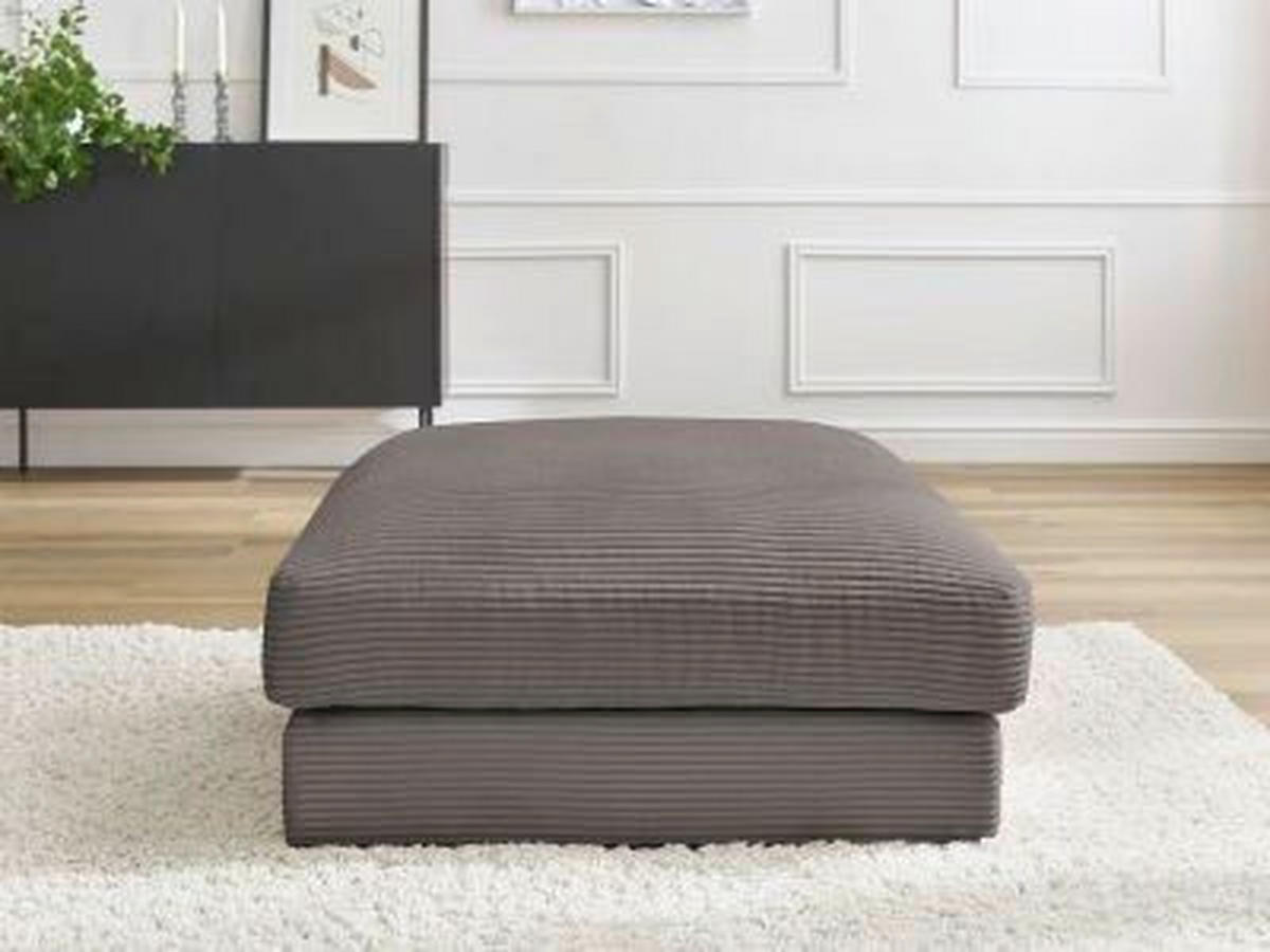 HOCKER LEONARD Cord Taupe  - Taupe/Schwarz, MODERN, Kunststoff/Textil (86/43/86cm)