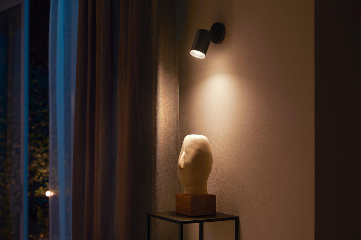 LED-SPOTKOPF Fugato 8,2/8,2/16,3 cm  - Schwarz, Design, Metall (8,2/8,2/16,3cm) - Philips HUE