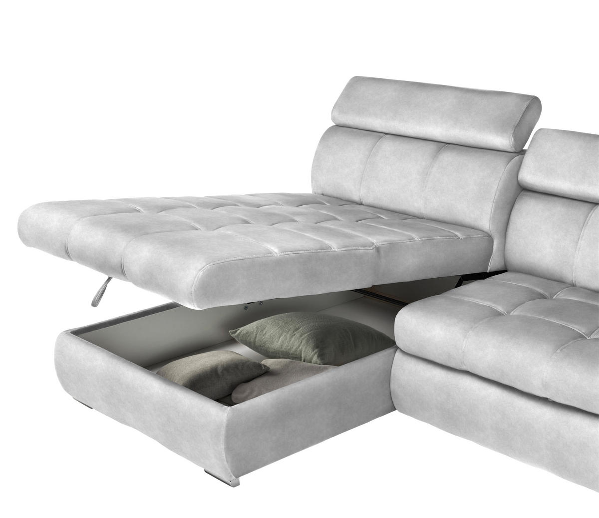 ECKSOFA in Velours Hellgrau  - Chromfarben/Hellgrau, Design, Kunststoff/Textil (173/276cm) - Stylife