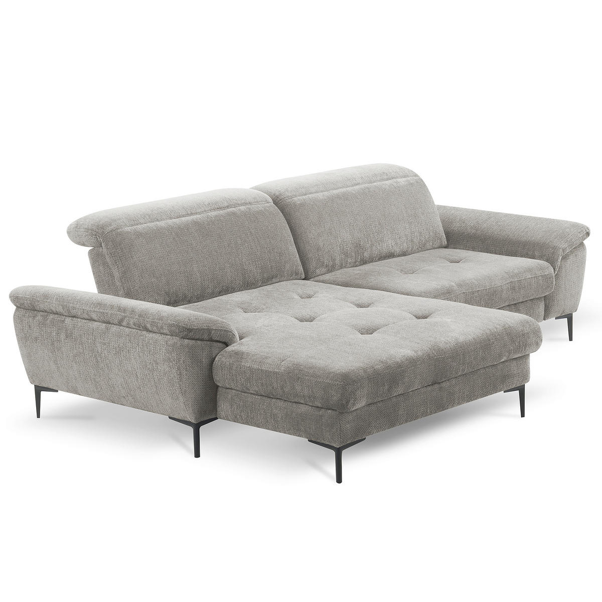 ECKSOFA  Webstoff Greige  - Greige/Schwarz, Design, Textil/Metall (195/268cm) - Livetastic