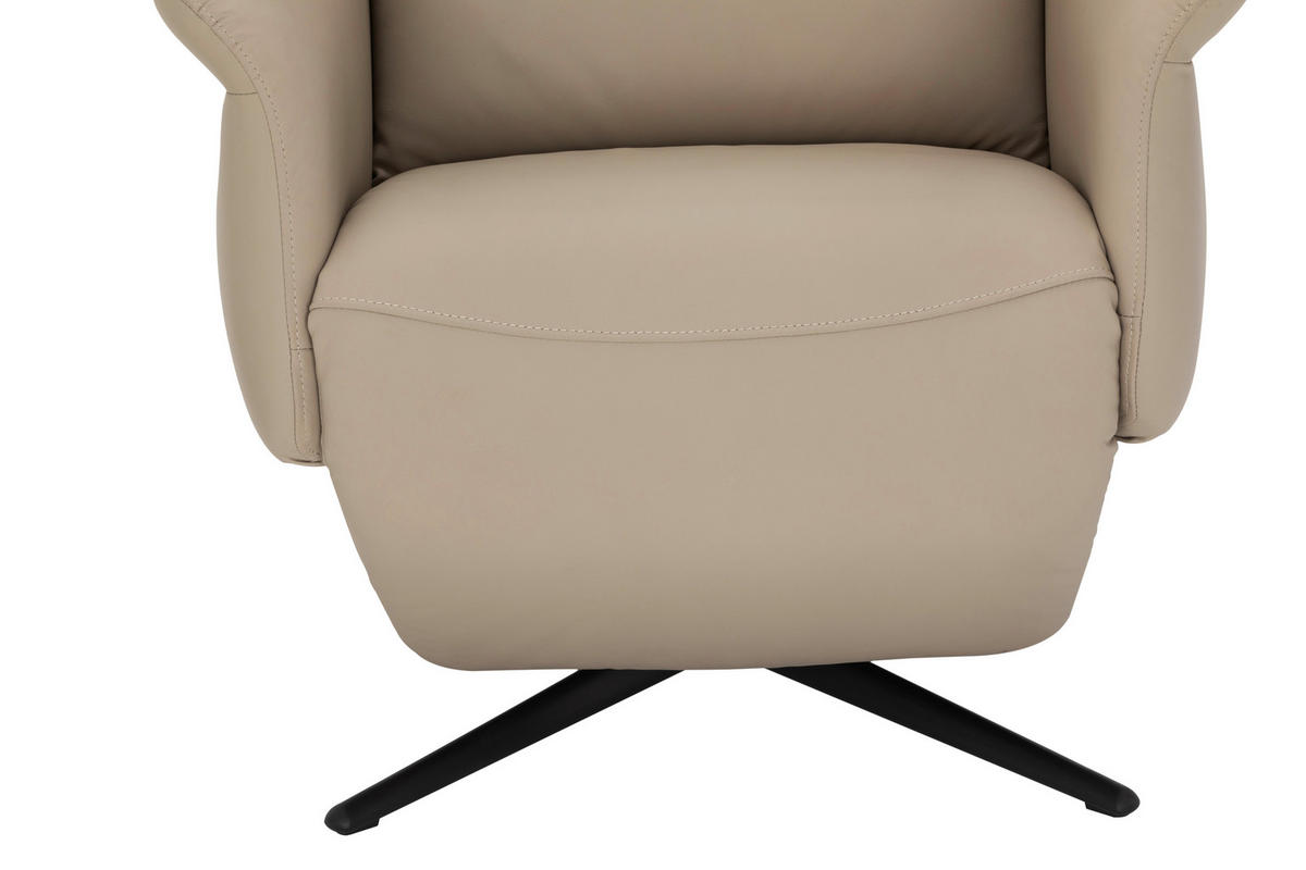 RELAXSESSEL Lederlook Echtleder    - Beige/Schwarz, KONVENTIONELL, Leder/Textil (75/111/90cm) - Livetastic