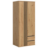 DREHTÜRENSCHRANK 80/192/56 cm,  in Anthrazit, Eiche Artisan, 2-türig  - Anthrazit/Eiche Artisan, ROMANTIK / LANDHAUS, Holzwerkstoff (80/192/56cm) - Livetastic