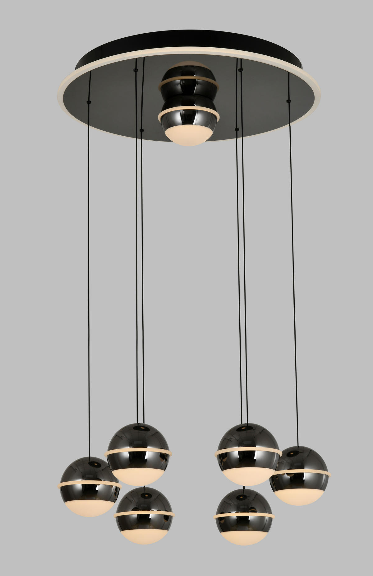 LED-HÄNGELEUCHTE Biarritz 46/150/46 cm  - Schwarzchrom, Design, Kunststoff/Metall (46/150/46cm)