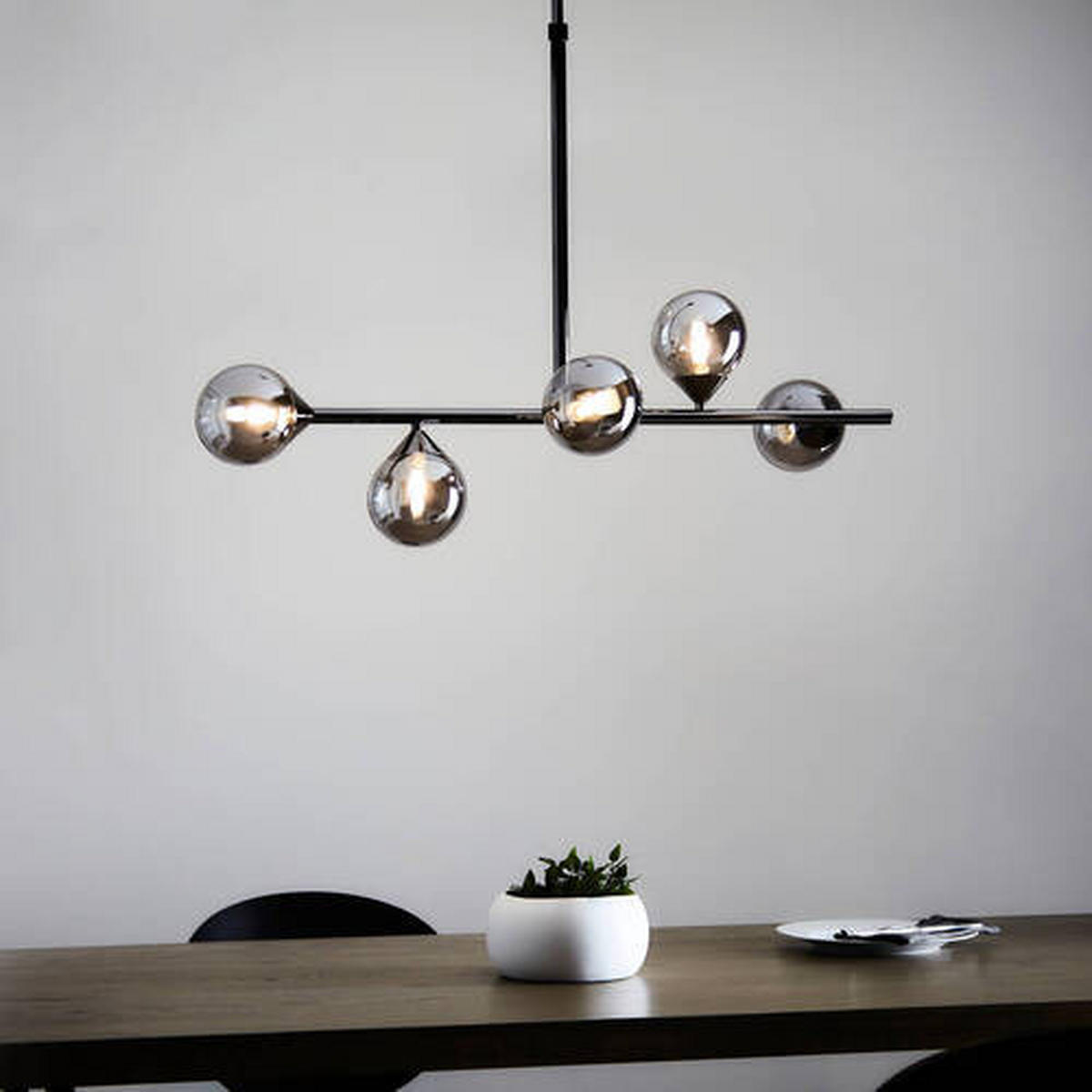 HÄNGELEUCHTE Endon Otis 90/30/117 cm   - Schwarz, Basics, Glas (90/30/117cm) - ENDON