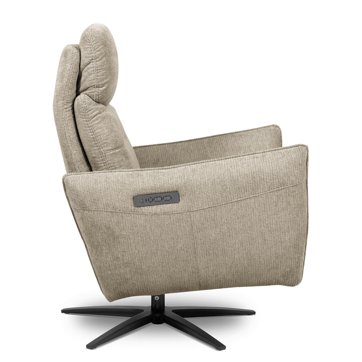 RELAXSESSEL in Textil Taupe  - Taupe/Schwarz, Design, Textil/Metall (77/107/88cm) - Livetastic