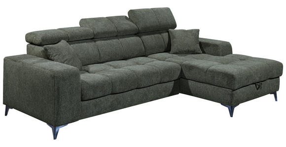 ECKSOFA Dunkelgrün Chenille  - Dunkelgrün/Schwarz, KONVENTIONELL, Kunststoff/Textil (268/172cm) - Carryhome