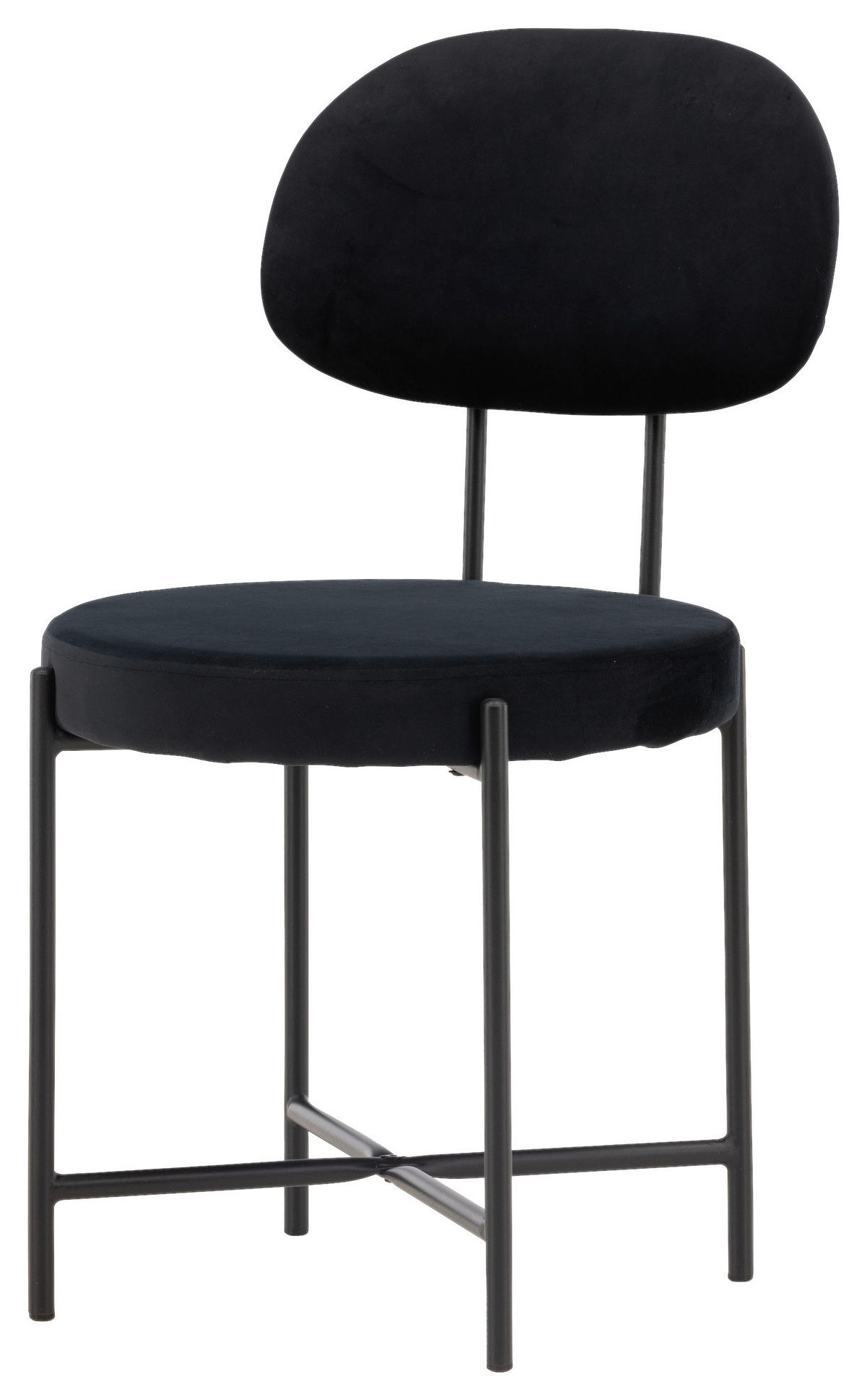 STUHL-SET  in Stahl Samt Metall, Textil  - Schwarz, Design, Textil/Metall (50/89/60cm) - Livetastic