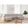 WOHNLANDSCHAFT Greige Flachgewebe  - Greige/Eichefarben, KONVENTIONELL, Holz/Textil (164/314/195cm) - Sit & More