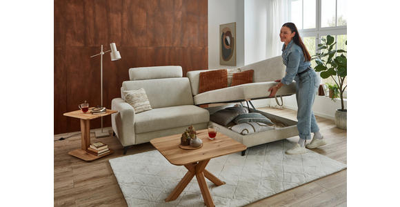 ECKSOFA Beige Chenille  - Beige/Schwarz, Design, Textil/Metall (239/182cm) - Valnatura