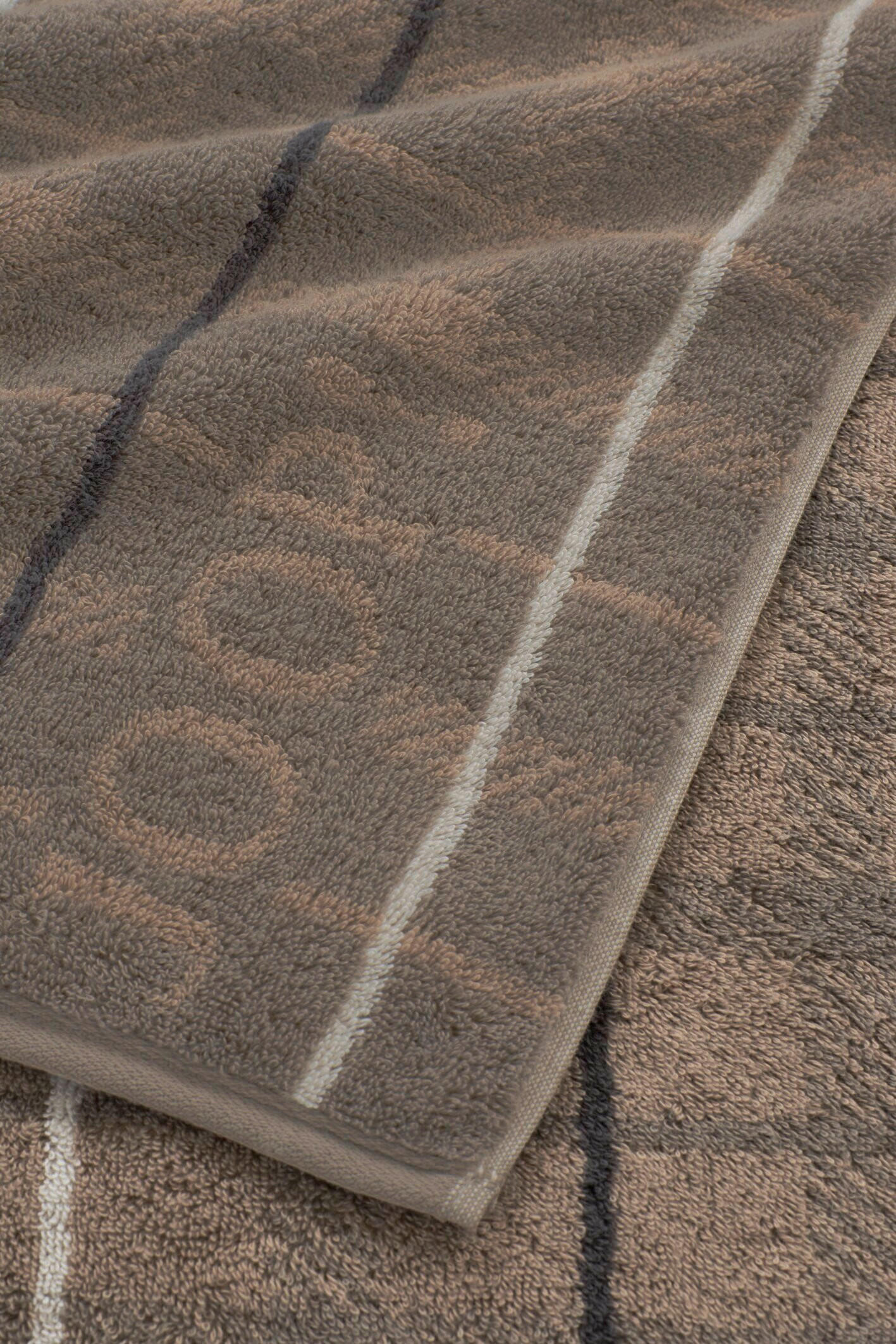 HANDTUCH Contour checked Beige, Dunkelgrau, Taupe  - Taupe/Dunkelgrau, Design, Textil (50/100cm) - Joop!