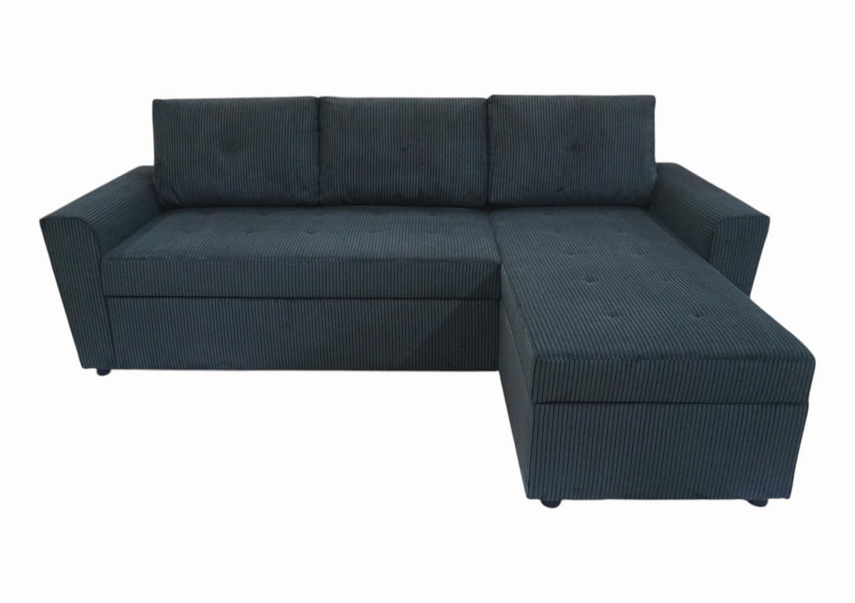 ECKSOFA TERMOLI Anthrazit Cord  - Anthrazit/Schwarz, Design, Kunststoff/Textil (231/155cm) - MID.YOU