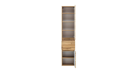 HOCHSCHRANK 40/180/35 cm  - Eiche Wotan/Silberfarben, Natur, Holzwerkstoff/Kunststoff (40/180/35cm) - Xora