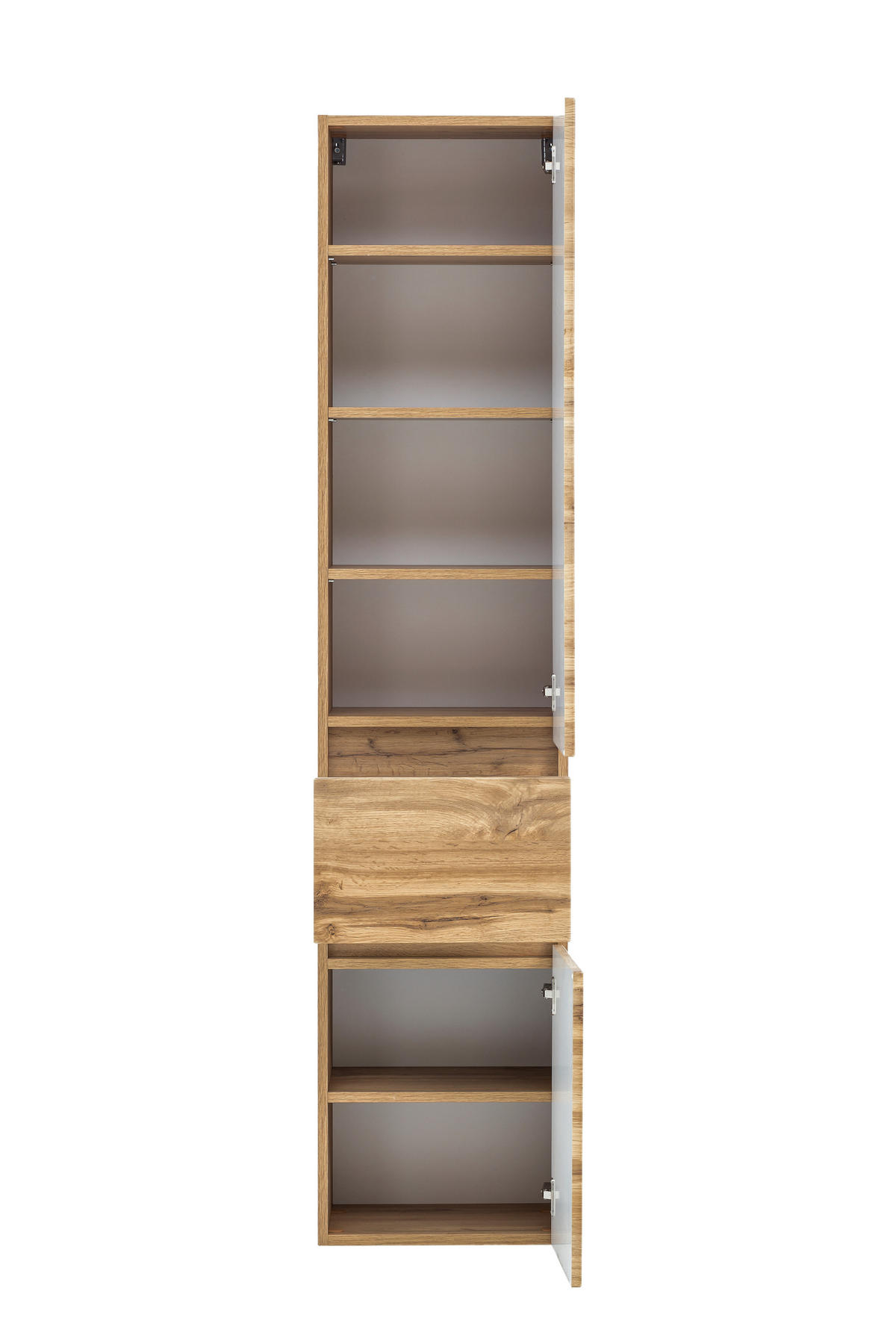 HOCHSCHRANK 40/180/35 cm  - Eiche Wotan/Silberfarben, Natur, Holzwerkstoff/Kunststoff (40/180/35cm) - Xora