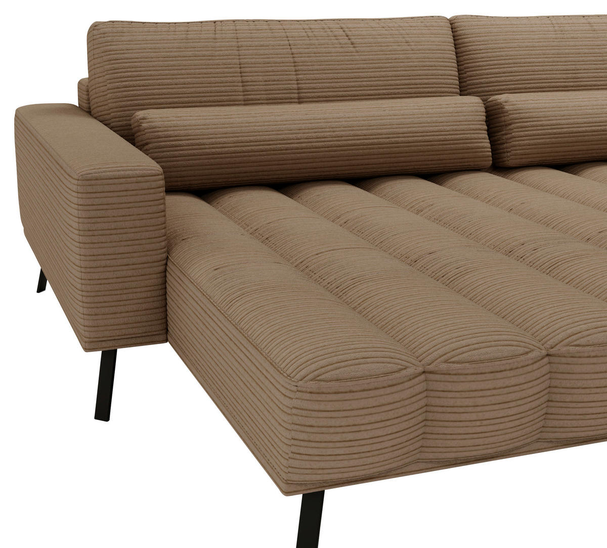 ECKSOFA in Cord Braun  - Schwarz/Braun, Design, Textil/Metall (204/291cm) - Lomoco