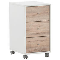 ROLLCONTAINER Weiß, Wildeiche  - Wildeiche/Silberfarben, MODERN, Holzwerkstoff/Kunststoff (32,6/59,7/39,1cm) - MID.YOU